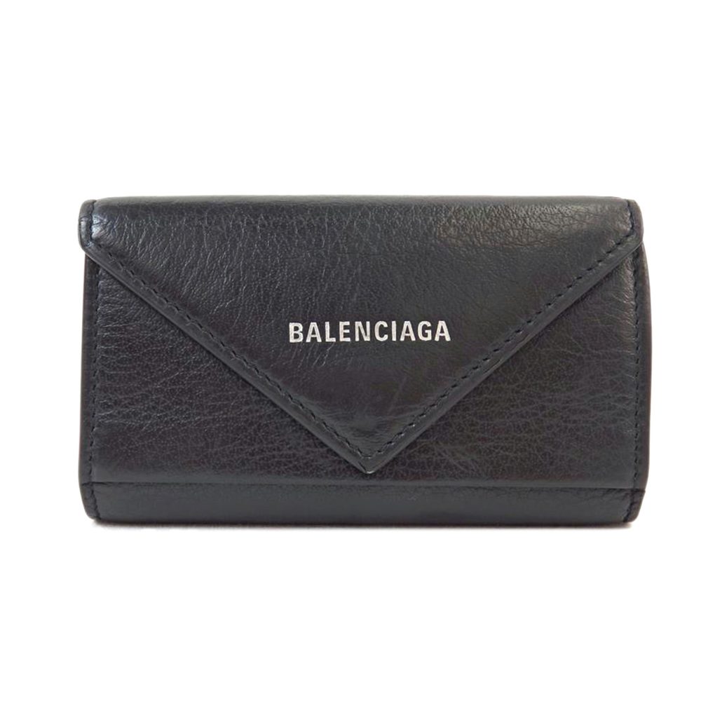 Balenciaga Leather Solid Key Case Bag Black